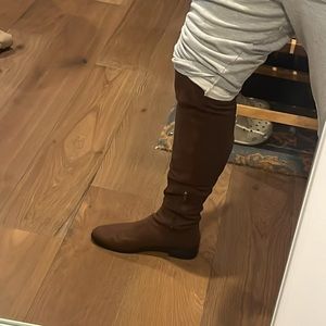 Brown suede knee high boots